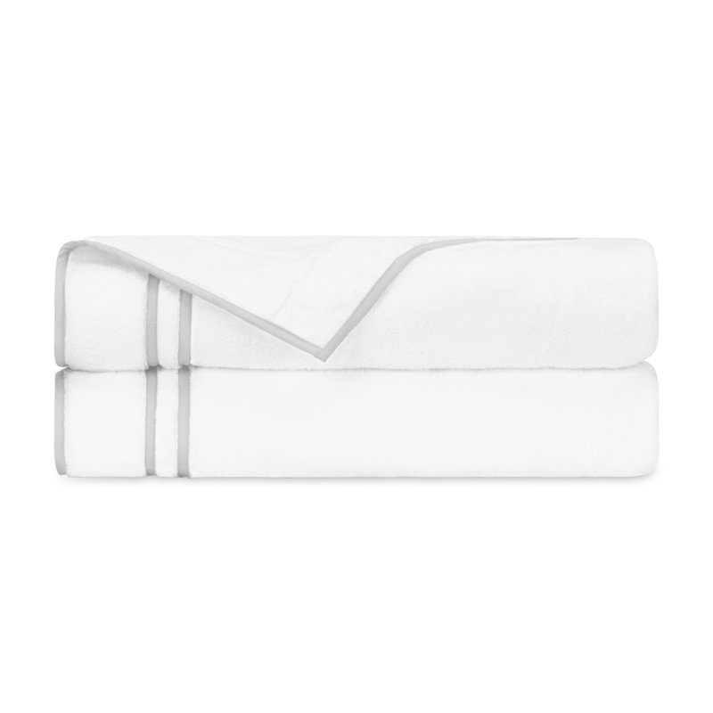 Ribbons 2-pc Bath Towel Set, White/Pebble