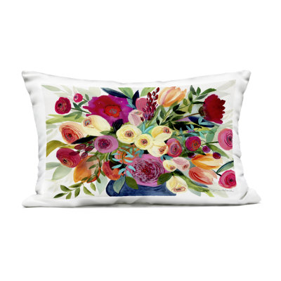 Morning Joy Bouquet Outdoor Printed Pillow, design by Suzanne Allard, 14 x 7 x 20