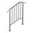 Silver 2 Step Outdoor Stair Handrail, Heavy-Duty Metal Step Railing with Curved Ends for Garden, Residential & Commercial Stairs