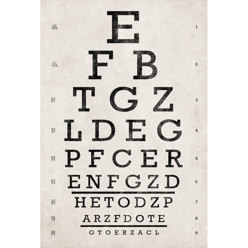Vintage Eye Chart - Wrapped Canvas Print,  46cm H x 30cm W 