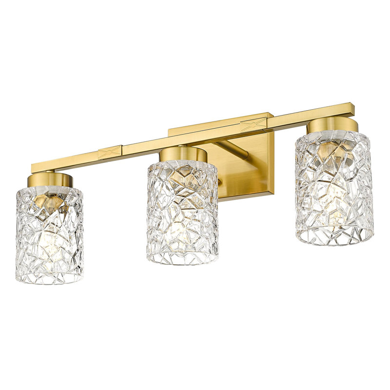 Luminaire de salle de bain à intensité variable, géométrique craquelé, H 9 po x l 22 po x P 6,80 po, 3, Or brossé