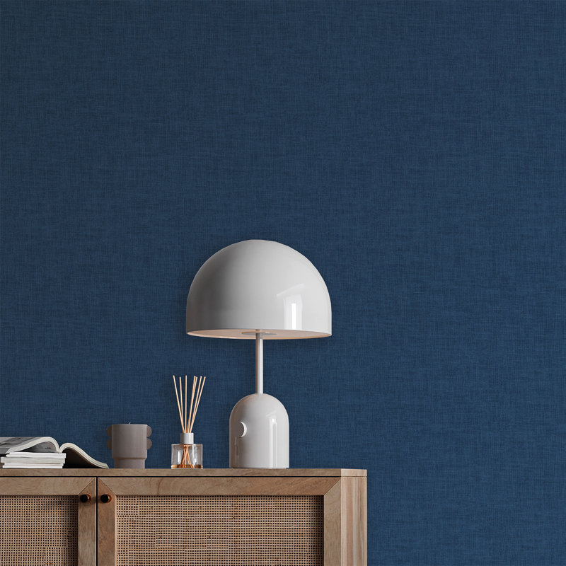 Antibes Linen Weave Texture Wallpaper, Navy