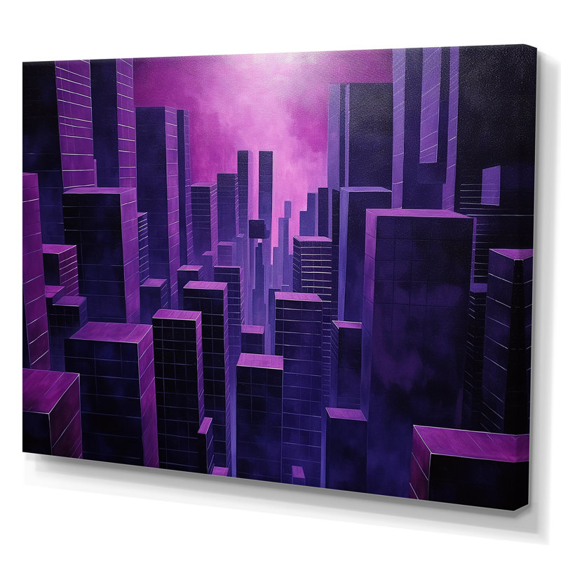 «Orchid Obsidian Sckycraper Horizon» sur toile, Toile tendue, H 30 po x l 40 po x P 1,5 po