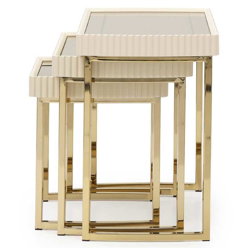 Lisbon 2-piece Accent Chair And Nesting Tables Set, Opal Chenille