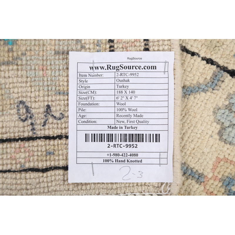 One-of-a-Kind 4'7" X 6'2" New Age Wool Area Rug in Ivory