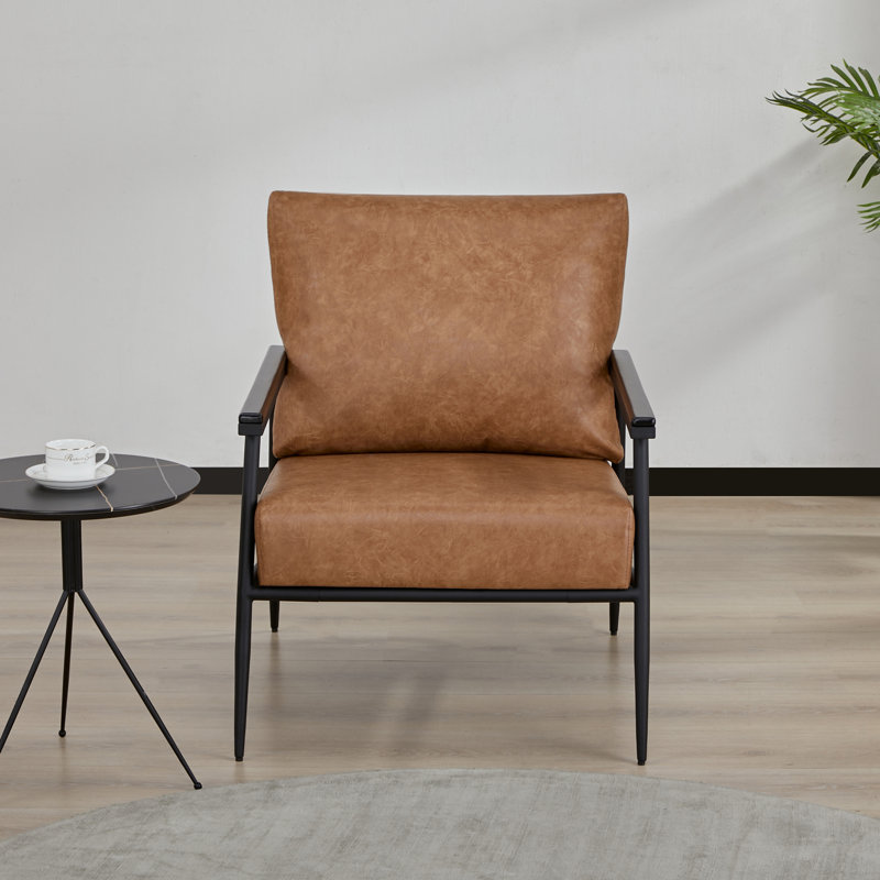 Fauteuil en cuir Vernon, Cuir végétalien orange Bechtold