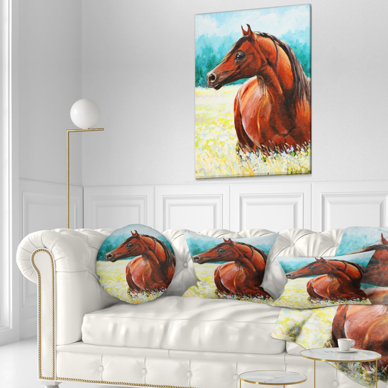 Cheval brun brun - Coussin imprimé animal