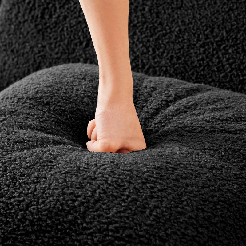 Canapé en L doux avec repose-pieds en L, Noir