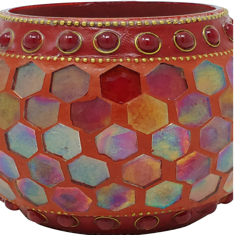 Bougie de votive à paraffine en mosaïque à cire de style soirée