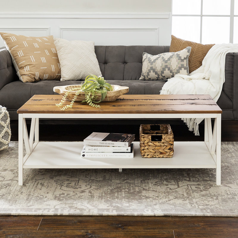 Nadell Coffee Table with Storage, Reclaimed Barnwood, White
