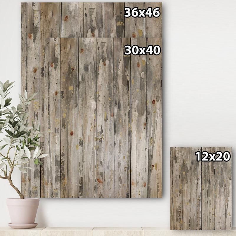 La forêt grise moderne III - impression campagnarde sur bois de pin naturel, H 46 po x l 36 po x P 1,5 po