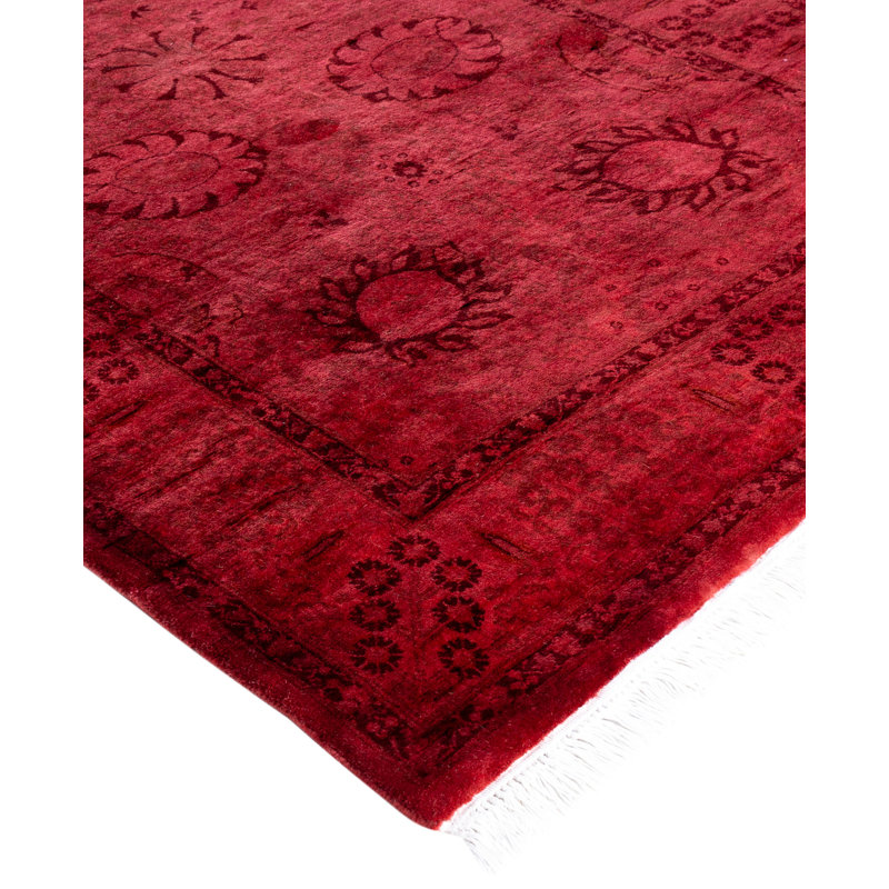 Overdyed Hand-Knotted Wool Modern-Contemporary Pink Runner 3' 0" x 9' 4"