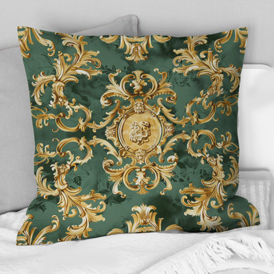 Motif damassé vert et or baroque vert II - Damas