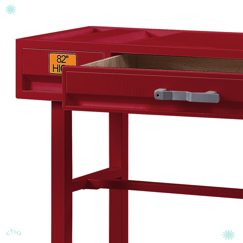 Mdern Writing Desk With 1 Drawer For Home, Red