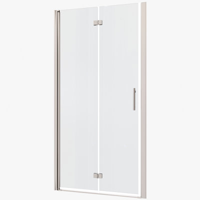 8" Stainless Steel Handle Pivot Shower Door - 1/4" Tempered Glass, Easy Install 30-31 3/8" Wide Leak, Bathroom