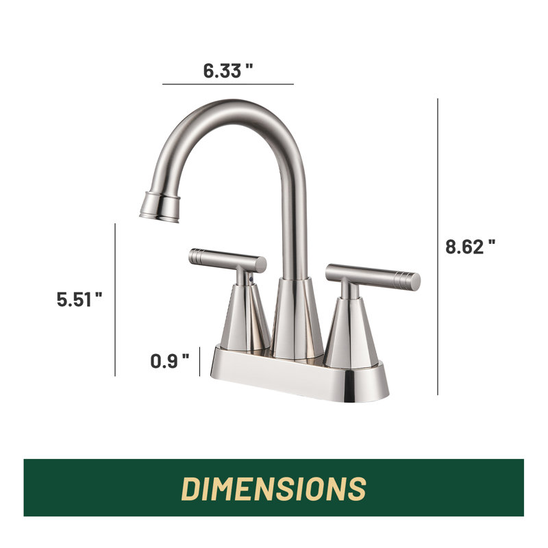 Centerset 2-handle Bathroom Faucet with Drain Assembly, Brushed Nickel