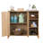 Mid-Century Modern Storage Cabinet with Woven Doors, Open Shelves & Adjustable Shelves