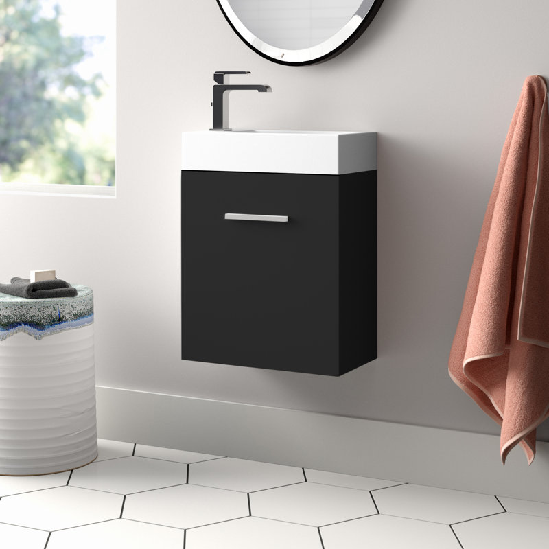 Tenafly 18'' Single Bathroom Vanity with Acrylic Top, Black