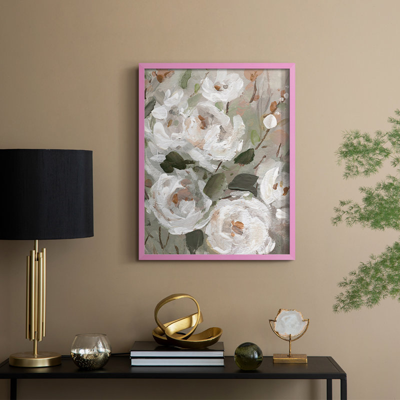 Whitese Blush Garden Framed Print - Solid Wood, H 15 po x l 12 po, Rose