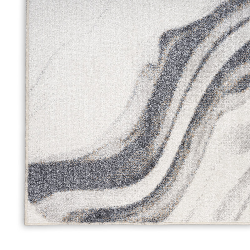 Tapis d'intérieur moderne ivoire Nourison Astra, Rectangle 4 pi x 6 pi