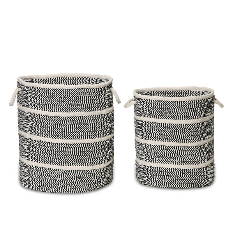 Paniers tissés à bandes modernes, Noir, H 22 pi x l 17 pi x P 17 pi