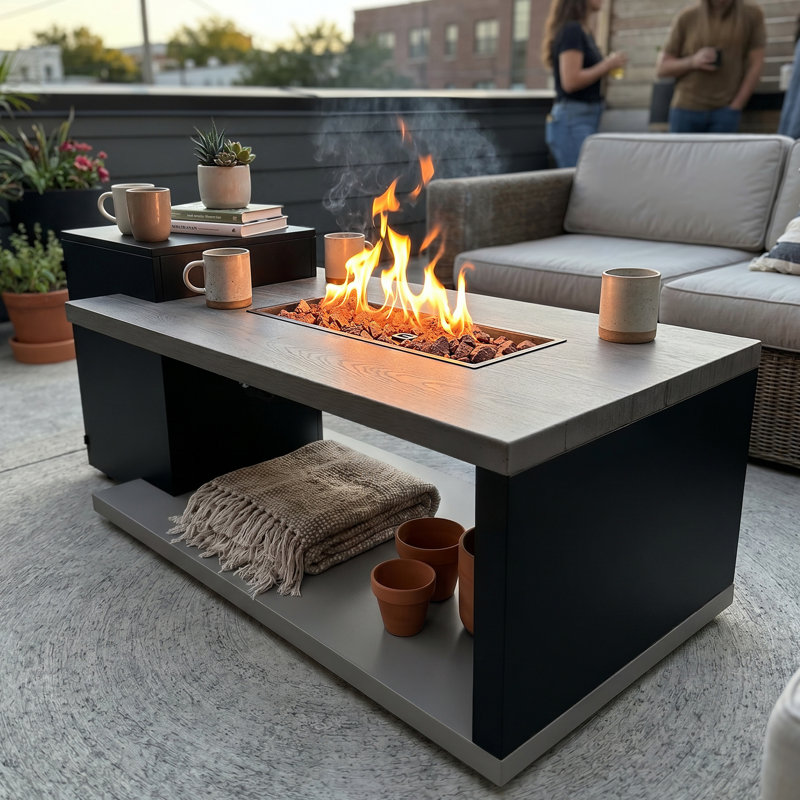 50,000 BTU Propane Fire Pit Table with Auto Shut-Off, CSA Certified Outdoor Patio Gas Fire Pit for Backyard Entertainment