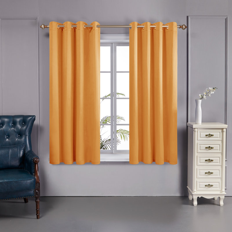 Paire de rideaux doublés occultant 100% Bursaite, Flamme orange, L 52 po x L 45 po