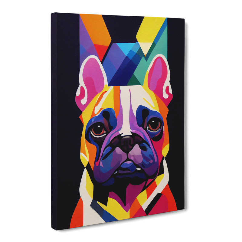French Bulldog Modern - Wall Art, 50cm H x 35cm W x 3cm D, Wrapped Canvas, No Matte