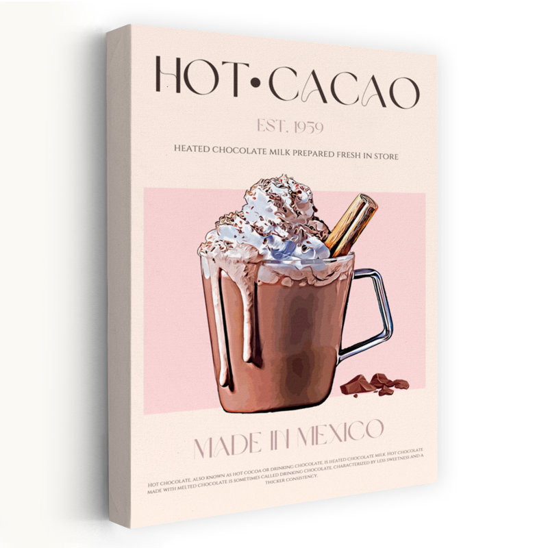 Art mural contemporain Sweet Hot Cacao, H 24 po x l 16 po