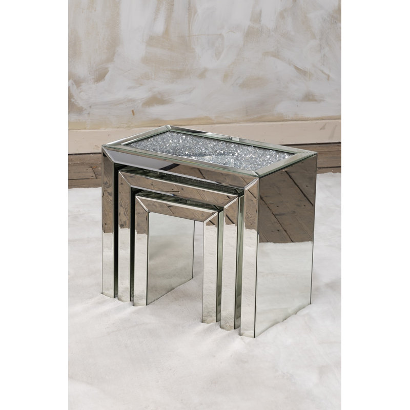 Howe Venetian Crushed Diamond 3 Piece Nest of Tables