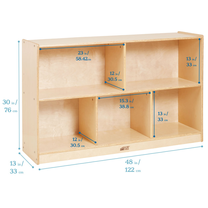 Birch Harmony 5-Compartment Mobile Storage Cabinet in Natural Finish
