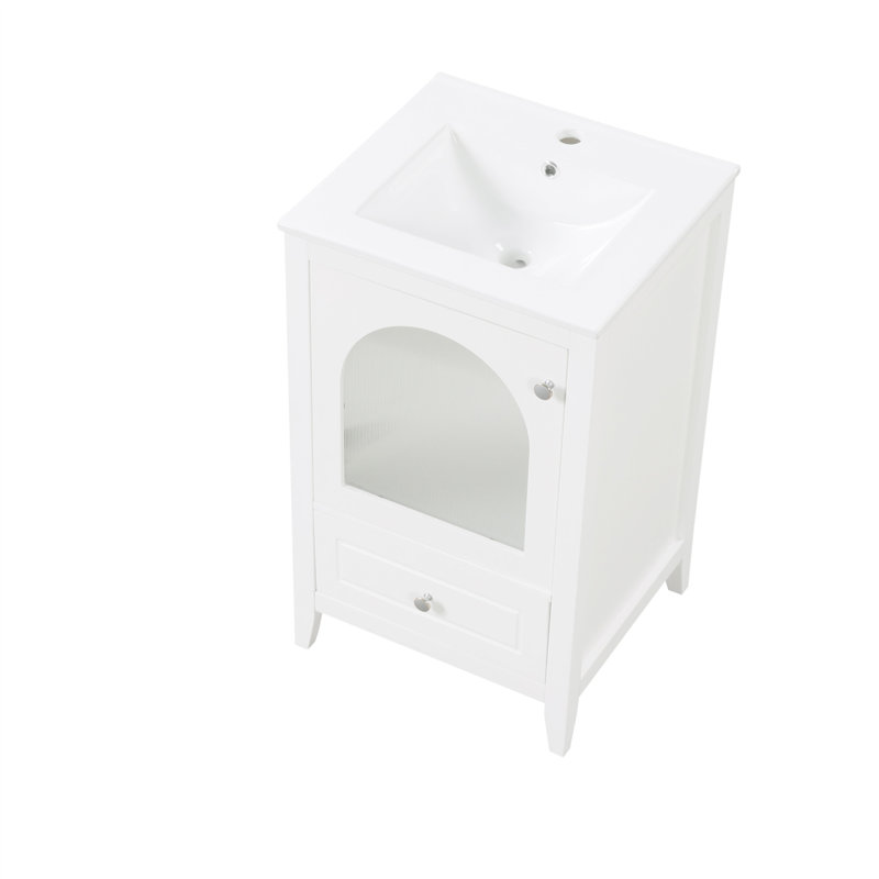 Charmant meuble-lavabo avec rangement spacieux et design élégant, Blanc