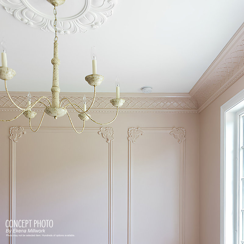 Hillsborough Rococo White Polyurethane Crown Moulding