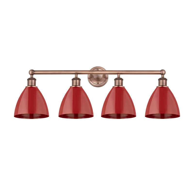 Éclairage pour meuble-lavabo de salle de bain 34,5 po Alquin Dome, Rouge, Cuivre antique