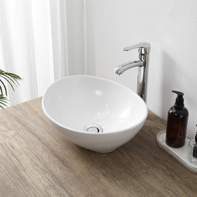 Lavabo vasque de salle de bain ovale moderne en céramique l 16 po x P 13,5 po Cascade