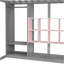 Lit mezzanine en bois pleine grandeur avec garde-robe, tablettes et armoire, gris et rose-1218042825-1218042827