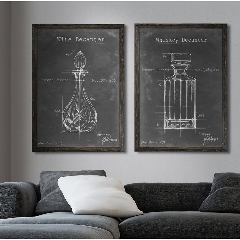«Barware Blueprint VII» par Antonyus Bunjamin (Abe) - ensemble de 2 reproductions d'art encadrées, H 24 po x l 18 po, Ébène