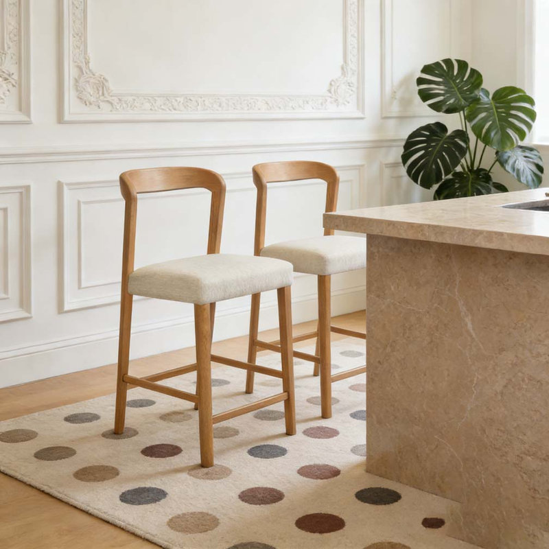 Solid Rubber Wood Counter Stools