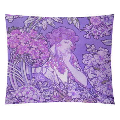 Femme entre des fleurs tapisserie Magdaleno
