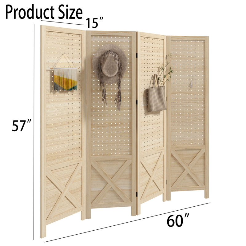 Cloison pliante en bois massif l 60 po x H 57 po Seleny