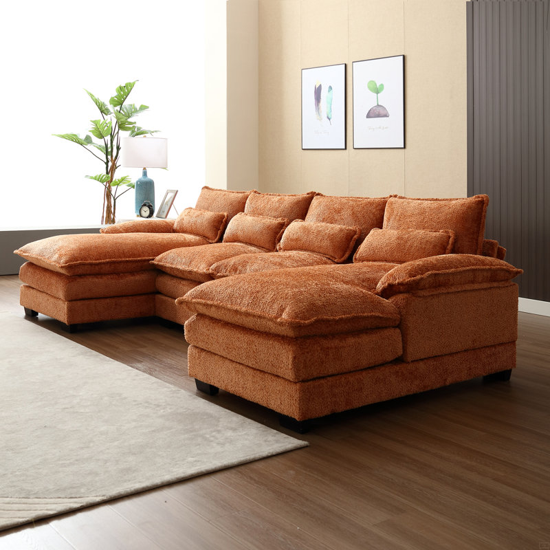 Chenille Fabric U-Shape Sectional Sofa