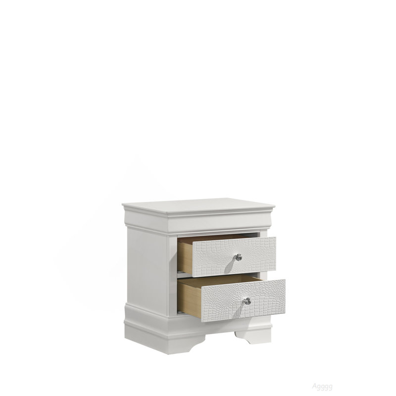 Table de chevet 2 tiroirs Blaze, Blanc
