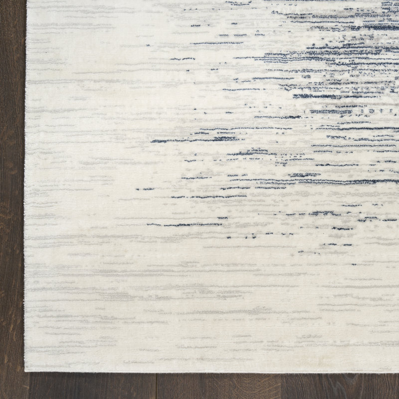 Abstract Machine Made Area Rug, Rectangle 119 x 180 cm, Ivory Blue