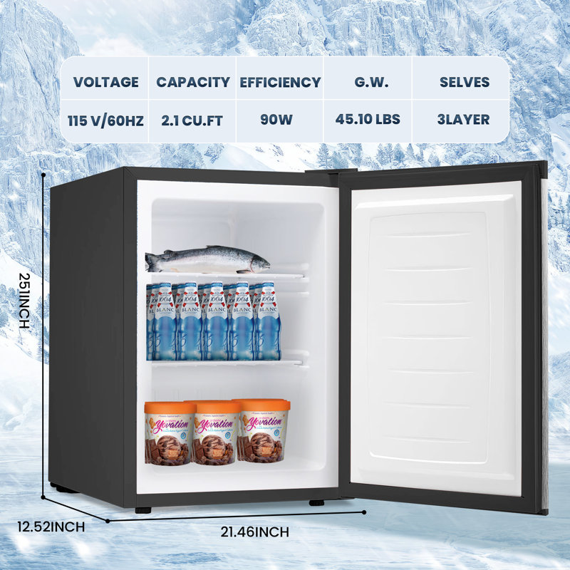 Upright Freezer, Energy Saving 2.1 Cu.ft Single Door Compact Upright Freezer With Reversible Door, Silver
