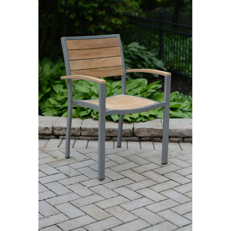 SoHo Teak Aluminum Outdoor Stacking Armchair, Silver