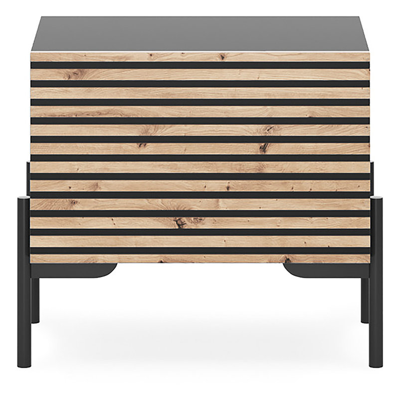Alsey 46cm W Manufactured Wood Bedside Table, Black/Beige