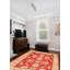 Tapis rouge / brun en laine noué à la main de conception unique 8 pi 10 po x 11 pi 3 po New Age Chobi