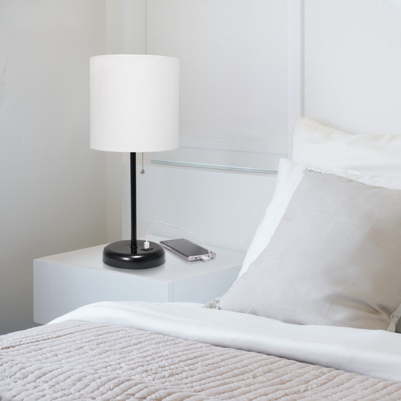 Delp Metal USB Table Lamp, Yes, White, Black