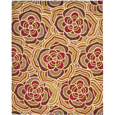 Tapis floral en laine crocheté à la main Alston Blossom