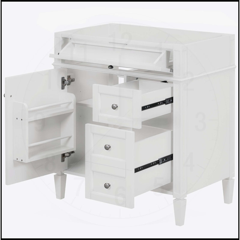 Meuble-lavabo de salle de bain sans lavabo supérieur, Blanc, H 33 po x l 29,3 po x P 17,87 po